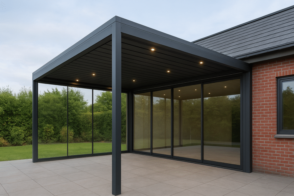 Overkapping open zijkant met spotjes